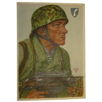 Postcard- Unsere Luftlandetruppen W.Willrich - Feldwebel Arpke. Espenlaub militaria